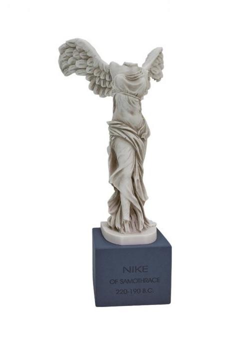 Nike Of Samothrace On Base Statue Winged Victory Ancient Greek Roman Goddess Alabaster Handmade Sculpture 25cm