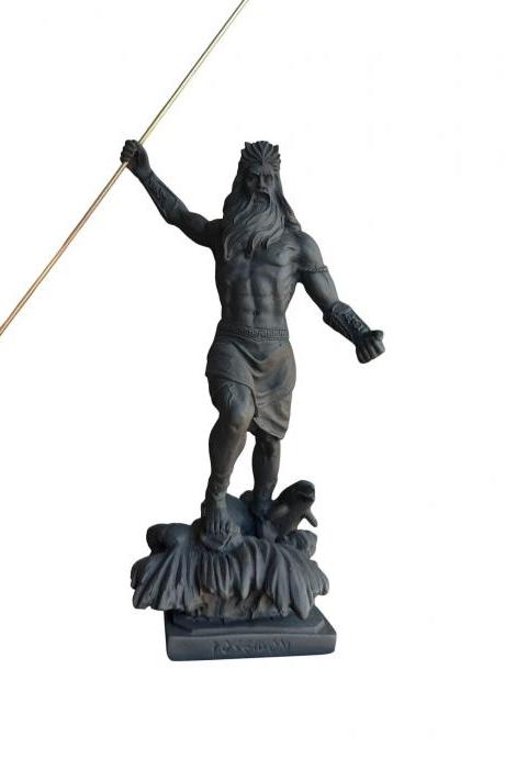 Poseidon Neptune Sculpture Greek Roman Mythology God Marble Handmade Figurine Classical Craft Statue 20cm - 7.87 Inches