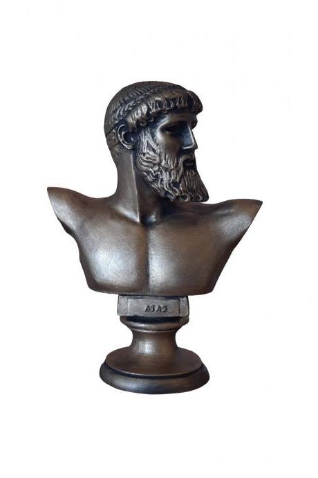 Zeus Bust Head Sculpture Greek Roman Mythology God Alabaster Handmade Figure Statue 15cm