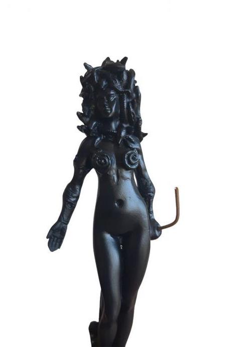 Medusa Gorgon Statue Handmade Greek Alabaster Mythology Monster Black Statue 23cm