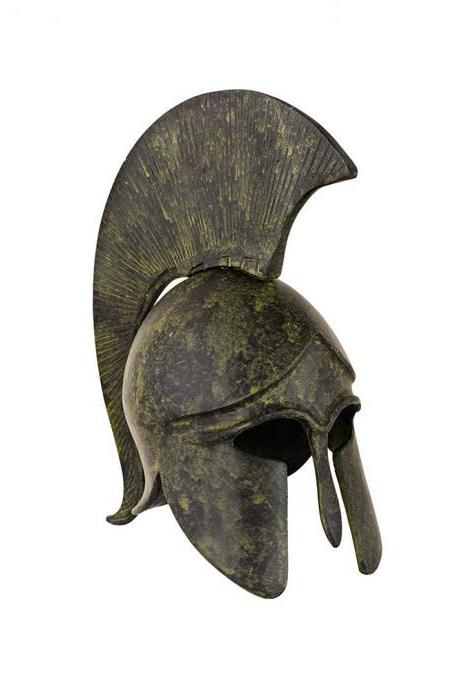 Ancient Greek Corinthian Helmet Bronze Sculpture With Small Crest Greek Handmade Museum Replica Craft Statue 8cm