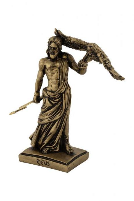 Greek Roman God Zeus Sculpture Ancient Mythology Handmade Alabaster Statue 20cm