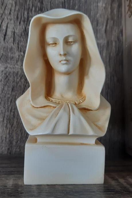 Virgin Mary Mother Bust Statue Made Of Alabaster