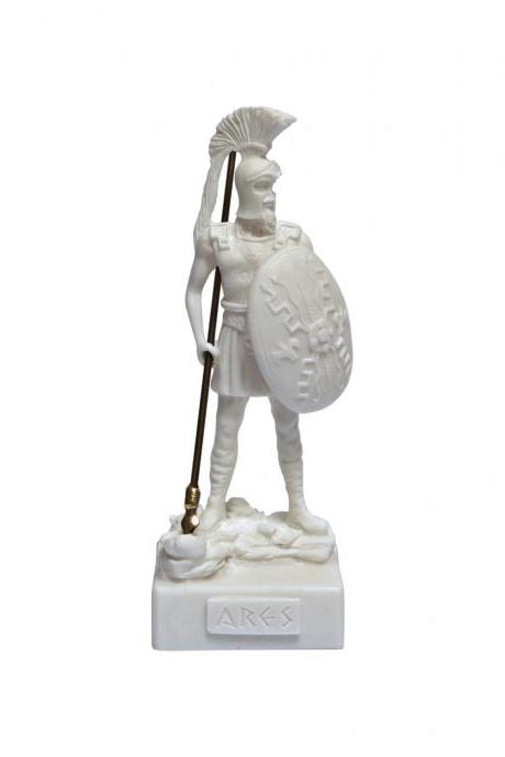 Ares Greek Roman God Statue Handmade Alabaster Mythology Sculpture 18cm