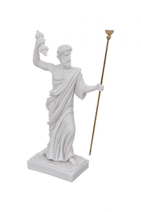 Zeus God Statue Greek Mythology Handmade Alabaster Sculpture 20cm