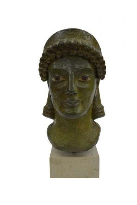 The Acropolis Archaic Bust Head Statue of Kore Greek Handmade Solid Bronze Sculpture 23cm