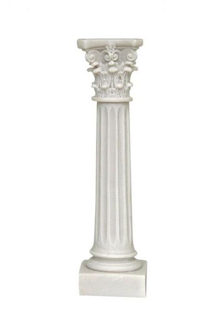 Ancient Greek Corinthian Order Column Sculpture Handmade Alabaster Statue 21cm - 8.27"