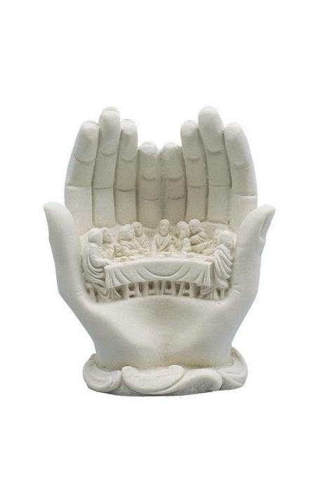 The Last Supper Hands Sculpture Marble Greek Handmade Religious Statue 11cm