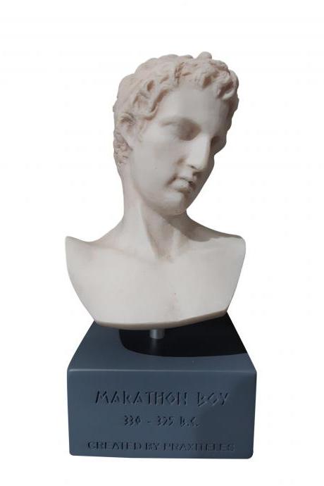 The Marathon Boy Bust Head Sculpture - Ancient Greek Handmade Alabaster Statue 18cm