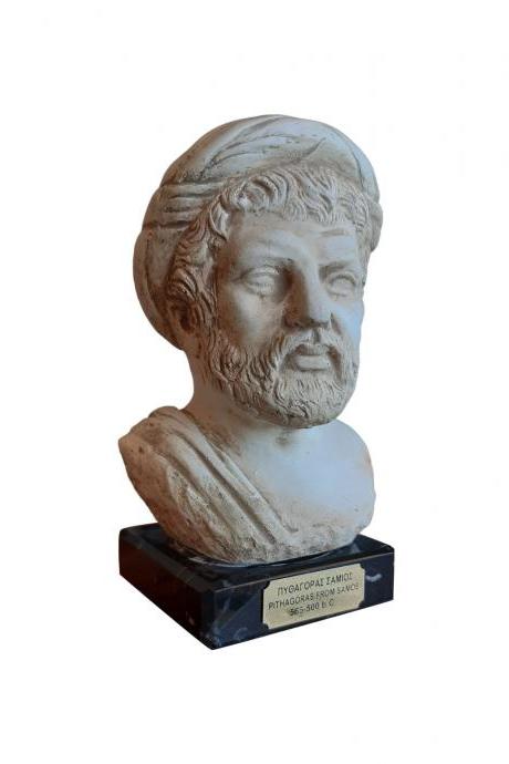 Pythagora Of Samos Bust Statue Ancient Greek Handmade Sculpture 18cm