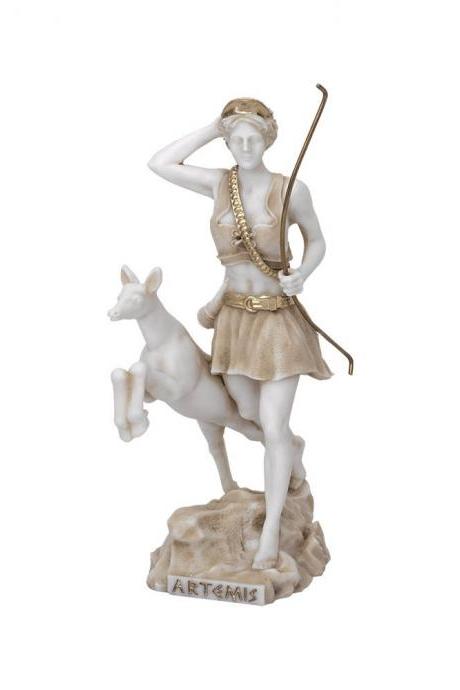 Artemis Diana Goddess Of Hunting Statue Handmade Alabaster Sculpture 18-33cm