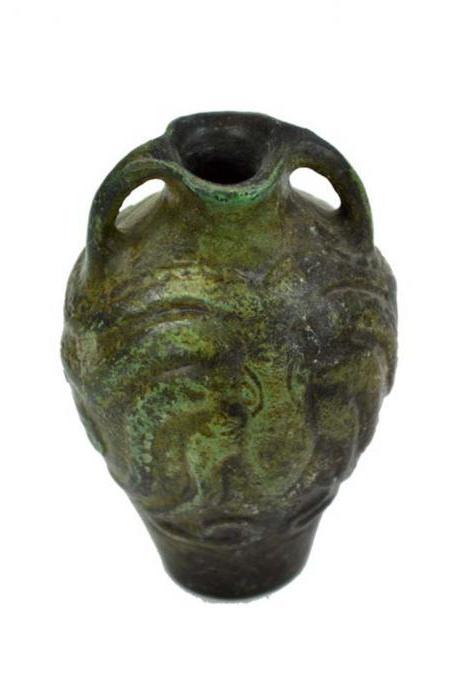 Ancient Jar with Small Octopus Pelief Greek Replica Handmade Museum Finish Sculpture 7cm