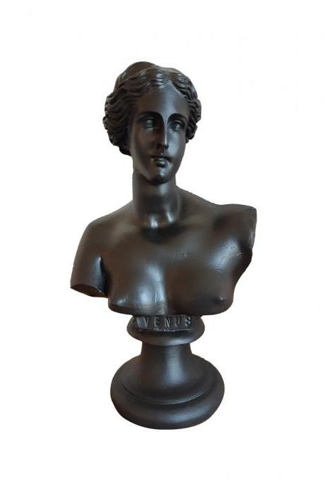 Aphrodite Venus Bust Sculpture - Black Color Statue - Unique Greek Handmade Mythology Figurine 15cm