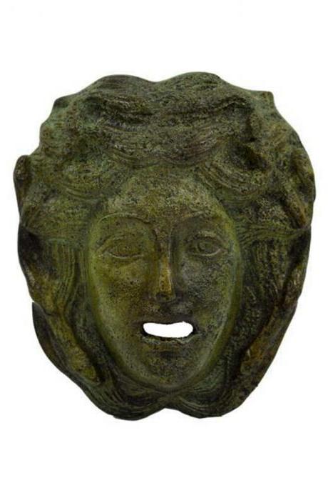 Erinyes Ancient Greek Female Furie Mask Sculpture - Greek Handmade Alabaster Wall Statue 12cm