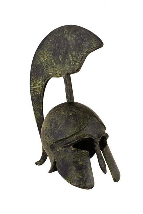 Ancient Greek Corinthian Helmet Bronze Sculpture With Crest Greek Handmade Museum Replica Craft Statue 13cm