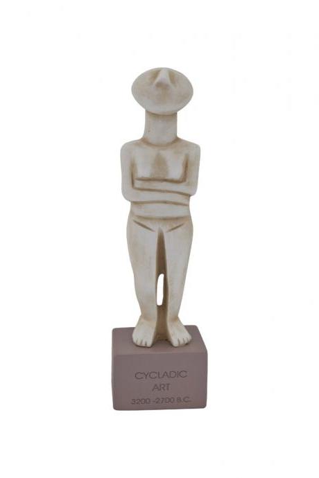 Cycladic Idol Statue Greek Handmade Alabaster Figurine Sculpture 23cm - 9.06"