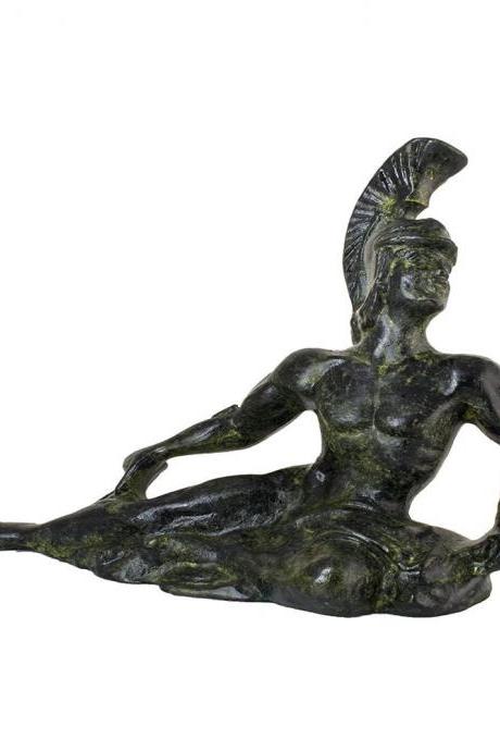 Achilles Dying in the Trojan War Sculpture Solid Bronze Ancient Greek Roman Mythology Handmade Craft Statue 10cm
