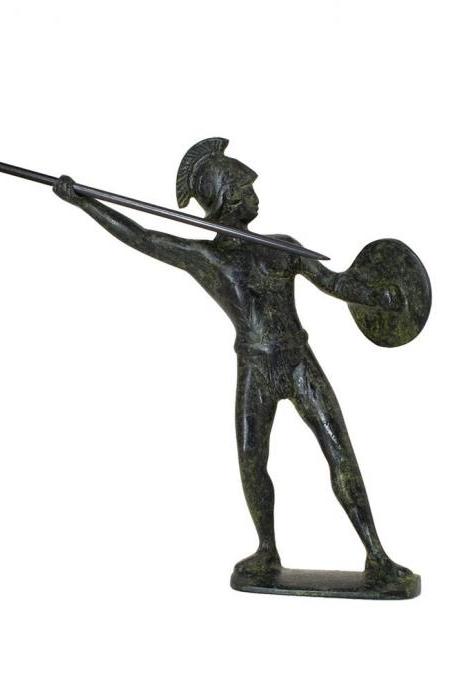 Leonidas Solid Bronze Sculpture - The King of Sparta - Handmade Figurine Craft Statue 15cm