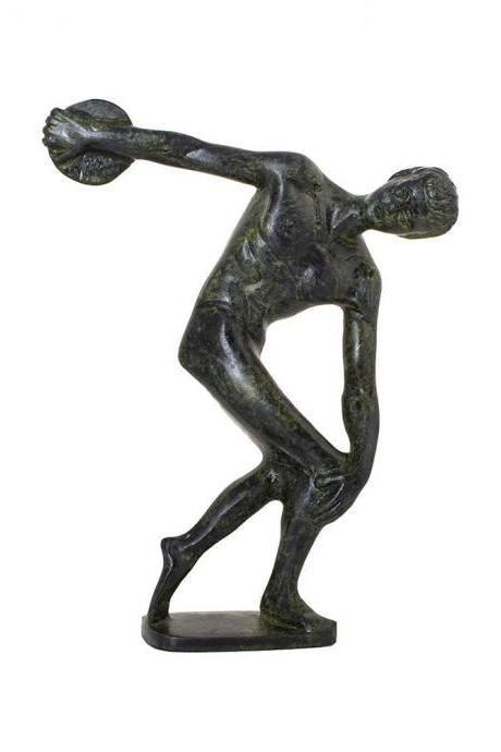 Discobolus of Myron Solid Bronze Sculpture Ancient Greek Handmade Museum Replica Craft Statue 27cm