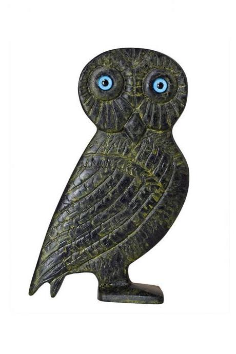 Bronze Owl Sculpture Greek Handmade Figurine Classical Craft Statue 14cm