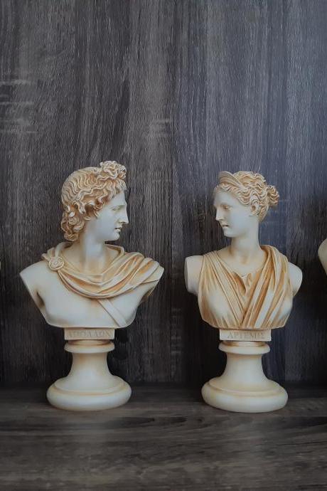  Set Busts of Hermes, Apollo God and Aphrodite, Artemis Goddess