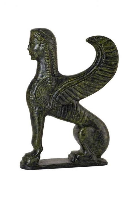 Sphinx of Delphi, a Mythological Female Monster Bronze Sculpture Handmade Museum Replica Craft Statue 15cm