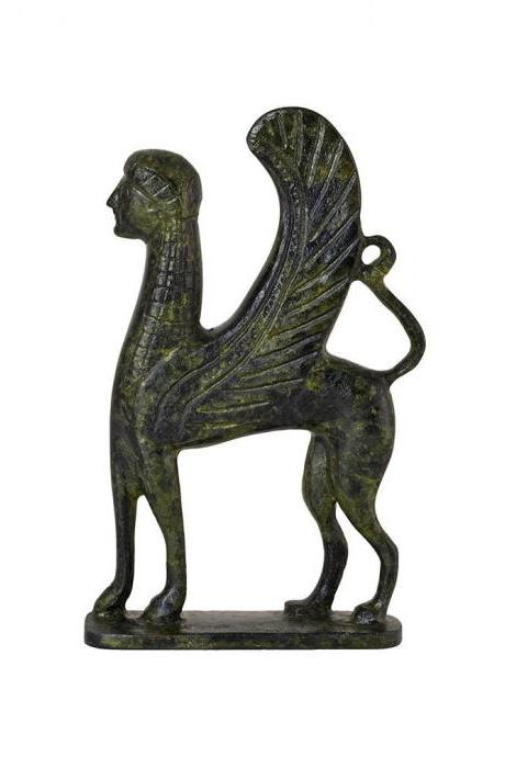 Ancient Greek Sphinx of Delphi Bronze Sculpture Handmade Museum Replica Craft Statue 10cm