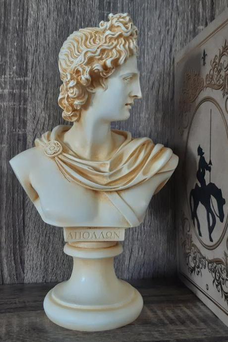 Apollo Bust Sculpture Greek Handmade Alabaster Head Statue 21cm - 8.27 inches