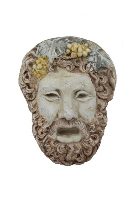 Dionysus God Bas Relief Wall Mask Plaster Sculpture