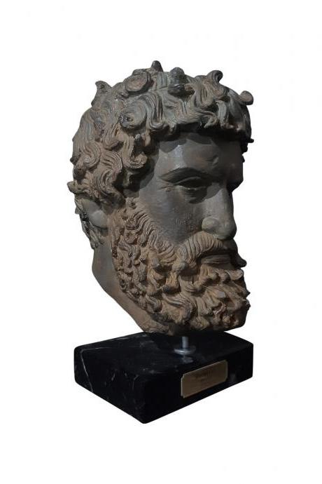 Ancient Greek Boxer Bust Head Statue Museum Replica Bronzed Sculpture