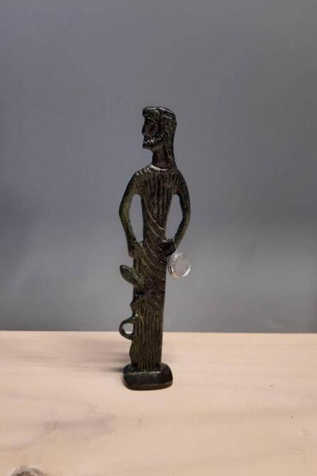 Asclepius Greek God of Medicine Bronze Sculpture handmade statue 13.80cm