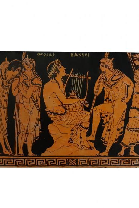Orpheus and Baches Wall Art Painting Greek Handmade Red Figure Replica 15cm