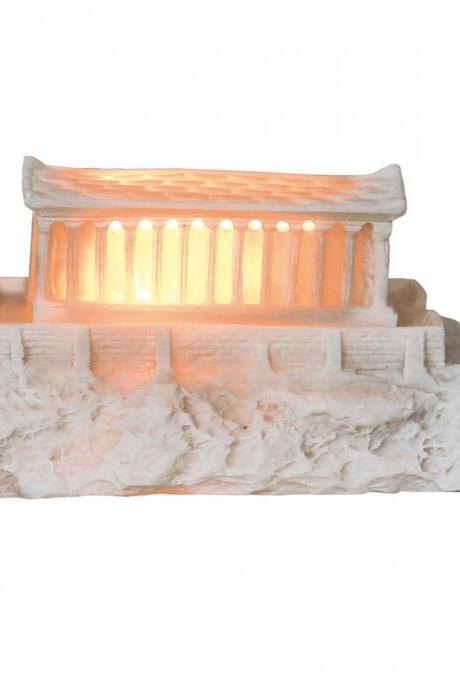  Parthenon Temple Acropolis Lighting Sculpture - Handmade Alabaster Statue 27cm