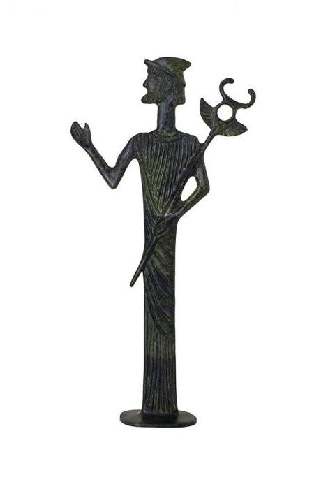  Hermes Bronze Statue Ancient Greek Roman God Handmade Craft Sculpture 40cm