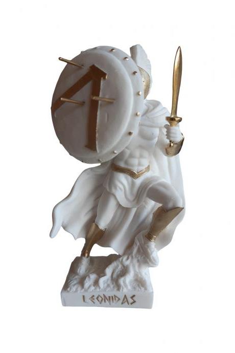 Leonidas Sculpture Spartan King Handmade Alabaster Statue 20cm - 7.87+ib0