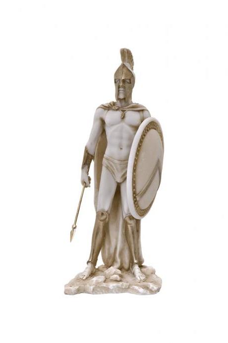  Leonidas Sculpture - The King of Spartan - Handmade Alabaster Statue 14 - 41cm