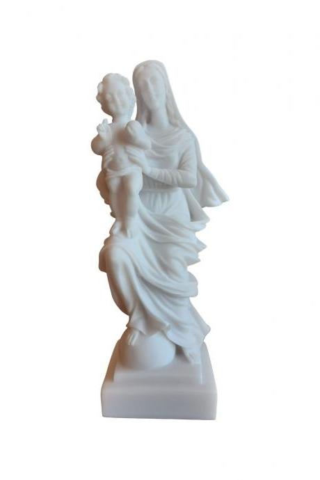Mary Mother Holding Baby Jesus Sculpture Handmade Alabaster Christian Orthodox Religious Figurine Statue 20cm
