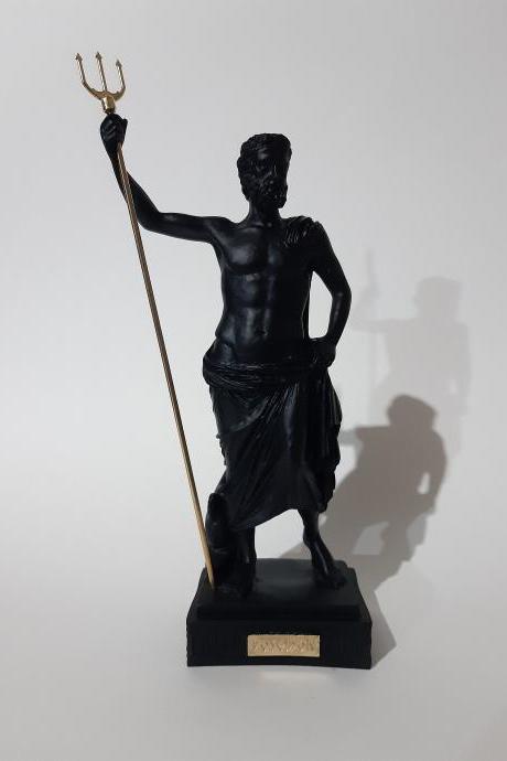 Poseidon Statue Greek Roman God Handmade Alabaster Sculpture 26cm
