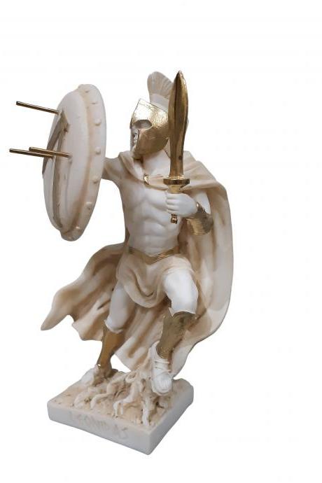 Leonidas Sculpture Spartan King Handmade Alabaster Statue 20cm - 7.87'