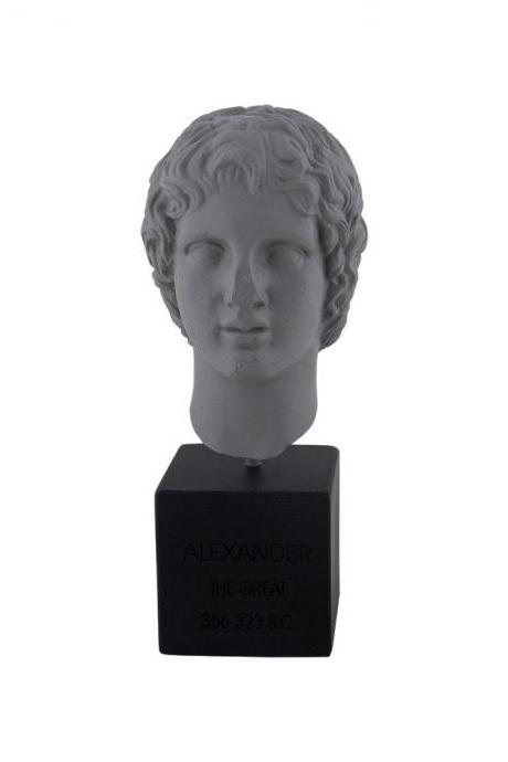 Alexander The Great Bust Head Sculpture - The King of Macedonian - Handmade Alabaster Statue 18cm