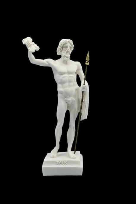 ZEUS JUPITER Sculpture Greek Roman Mythology God Marble Handmade Figurine Classical Craft Statue 24cm - 9.45 inches