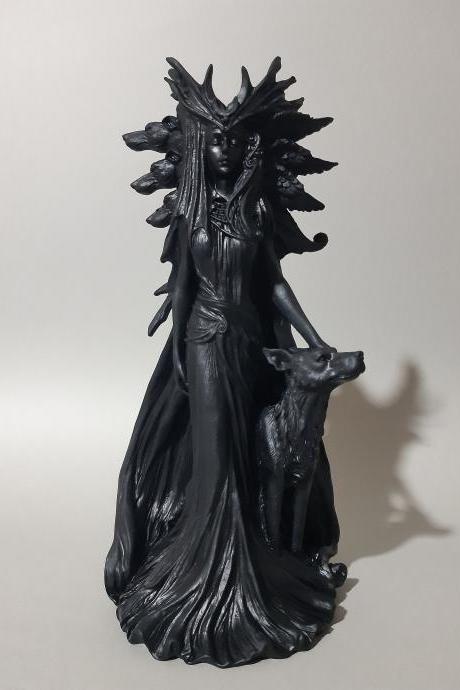 Hecate Goddess of Magic Black Statue Handmade Sculpture 25cm